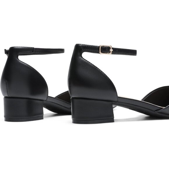 Dream Pairs Women's Black-puFaux Leather Closed Pointed Toe Low Heel Pumps Shoes - Picture 3 of 8